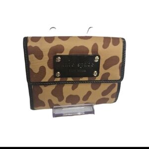 kate spade Leopard Print Bifold Wallet with Black Trim